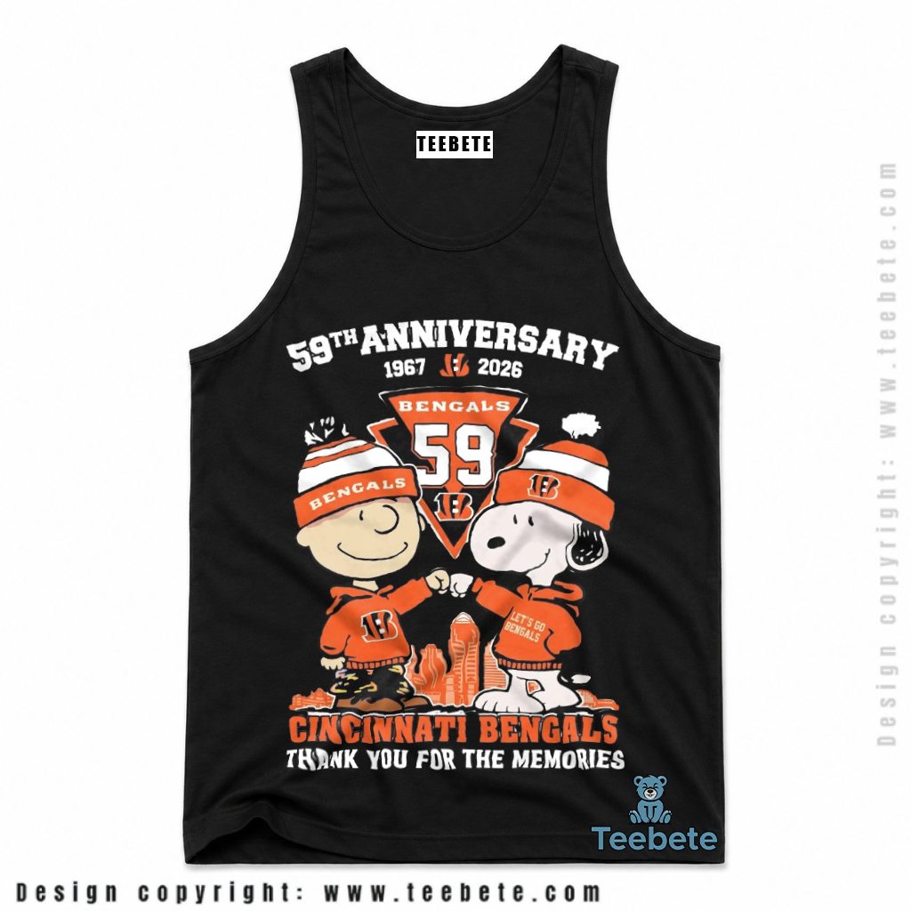 Cincinnati Bengals Snoopy 59th Anniversary Tanktop Cincinnati Bengals Snoopy 59th Anniversary Tanktop