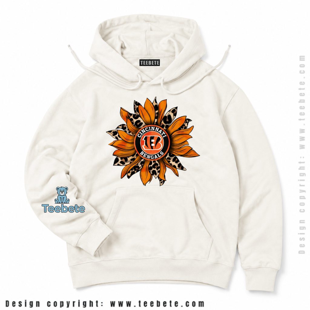 Cincinnati Bengals Sunflower Leopard Logo Hoodie Cincinnati Bengals Sunflower Leopard Logo Hoodie