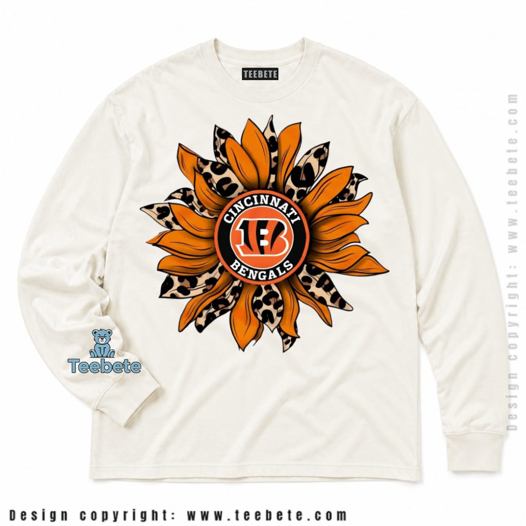 Cincinnati Bengals Sunflower Leopard Logo Long Sleeve Cincinnati Bengals Sunflower Leopard Logo Long Sleeve