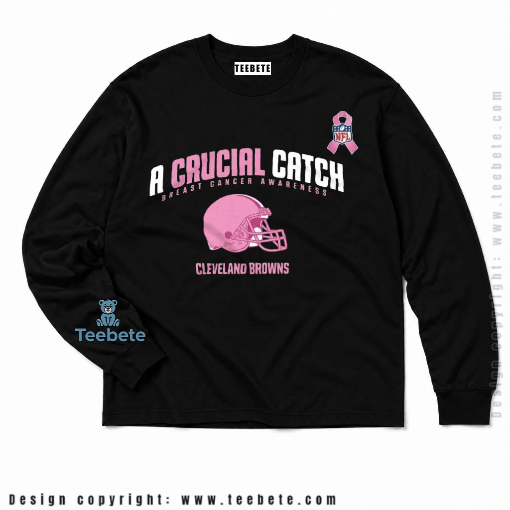 Cleveland Browns Crucial Catch Pink Helmet Long Sleeve Cleveland Browns Crucial Catch Pink Helmet Long Sleeve