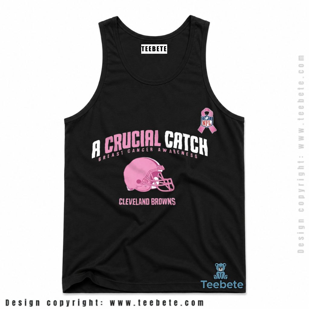 Cleveland Browns Crucial Catch Pink Helmet Tanktop Cleveland Browns Crucial Catch Pink Helmet Tanktop