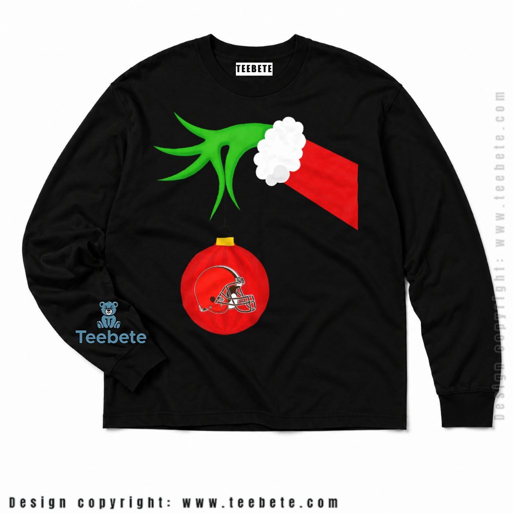 Cleveland Browns Grinch Hand Christmas Ornament Long Sleeve Cleveland Browns Grinch Hand Christmas Ornament Long Sleeve