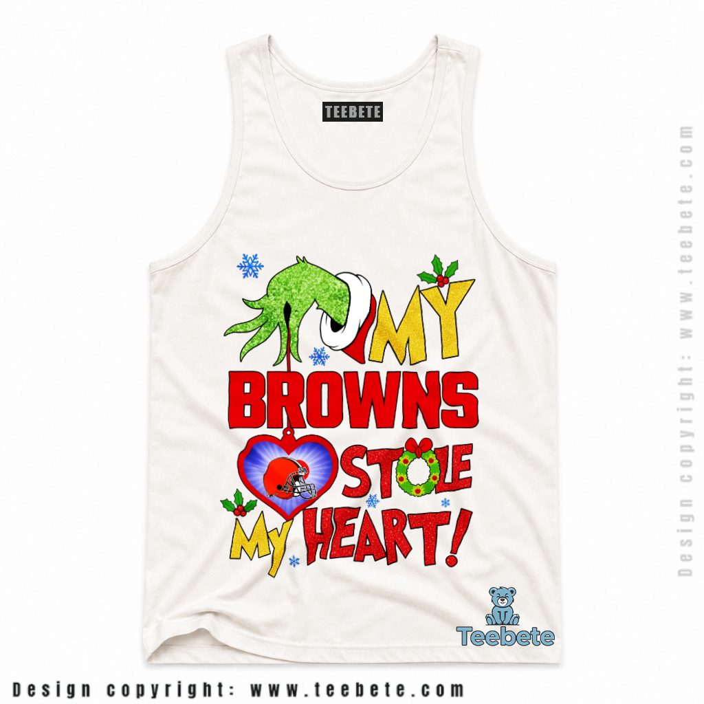 Cleveland Browns Grinch Stole My Heart Tanktop Cleveland Browns Grinch Stole My Heart Tanktop