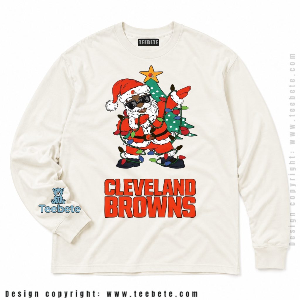 Cleveland Browns Santa Christmas Lights Long Sleeve Cleveland Browns Santa Christmas Lights Long Sleeve