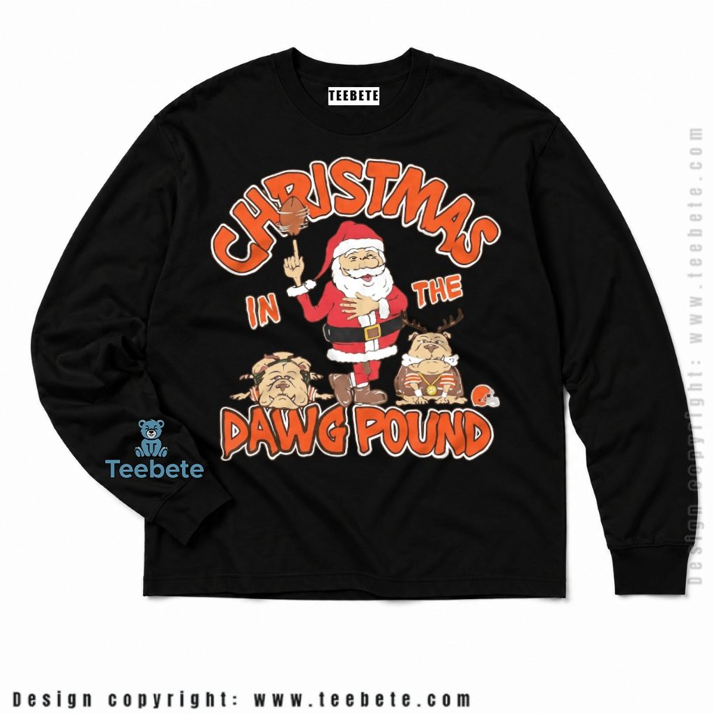 Cleveland Browns Santa Dawg Pound Long Sleeve Cleveland Browns Santa Dawg Pound Long Sleeve