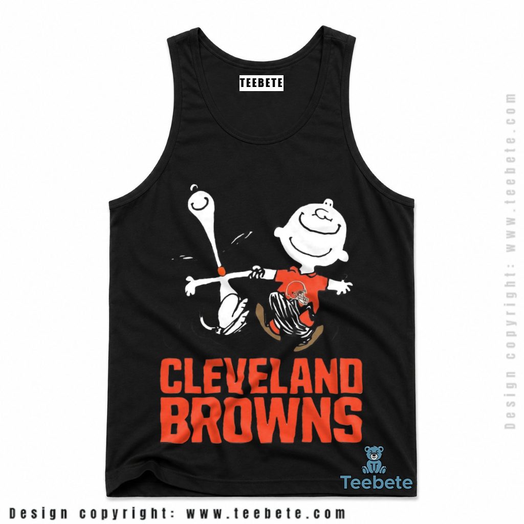 Cleveland Browns Snoopy And Charlie Brown Dancing Tanktop Cleveland Browns Snoopy And Charlie Brown Dancing Tanktop