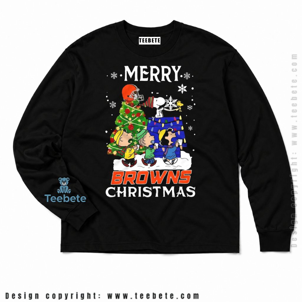 Cleveland Browns Snoopy Doghouse Christmas Long Sleeve Cleveland Browns Snoopy Doghouse Christmas Long Sleeve