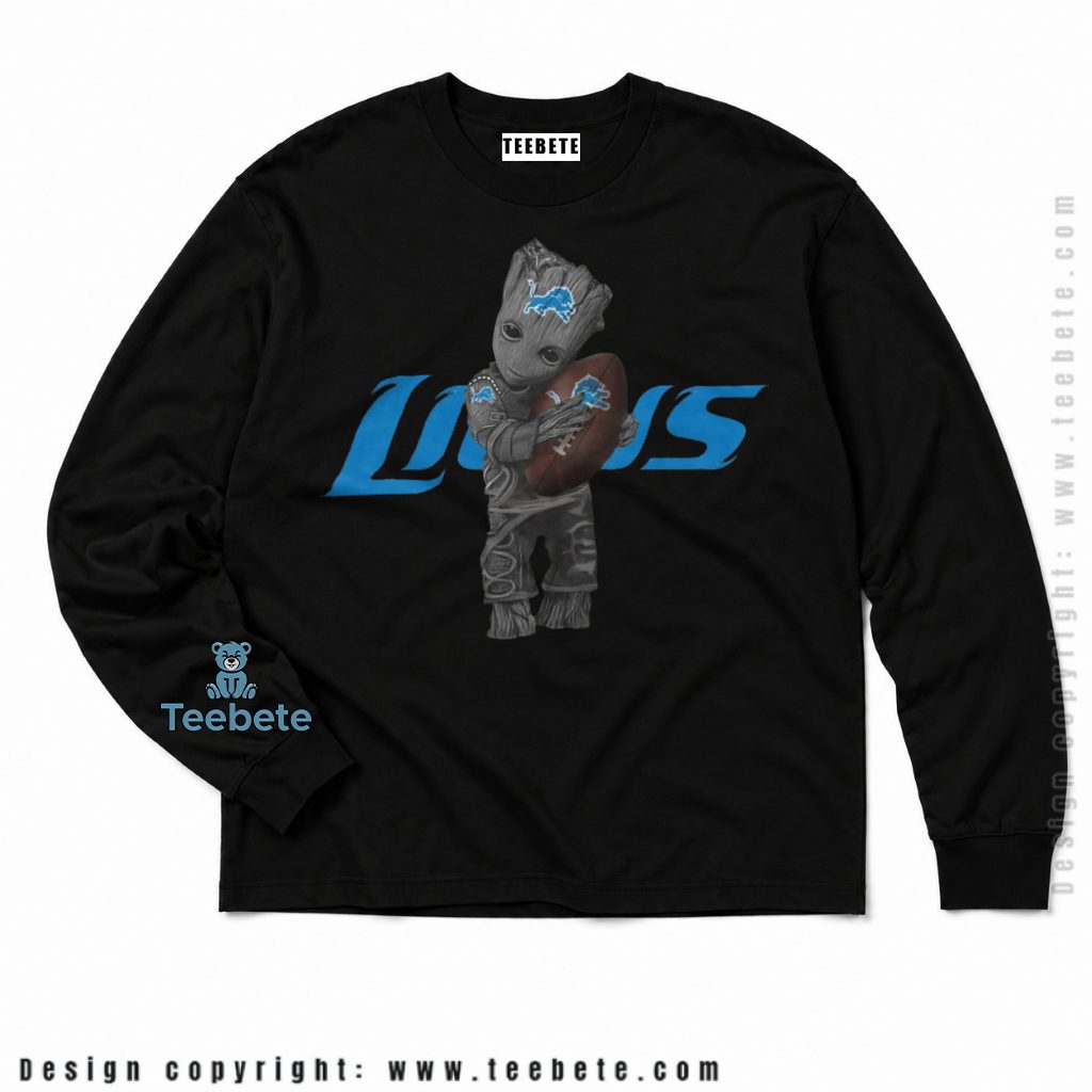 Detroit Lions Baby Groot Football Long Sleeve Detroit Lions Baby Groot Football Long Sleeve