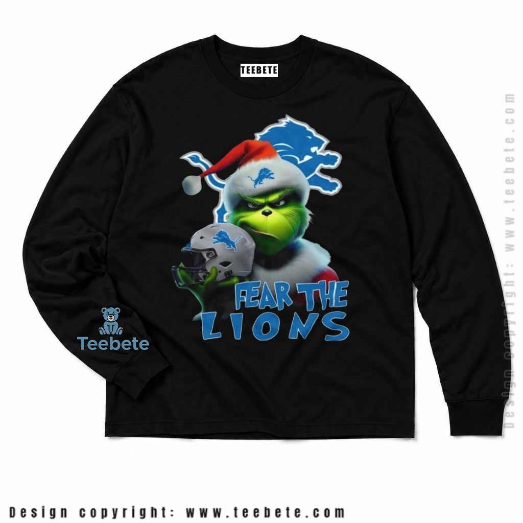 Detroit Lions Grinch Fear The Helmet Long Sleeve Detroit Lions Grinch Fear The Helmet Long Sleeve