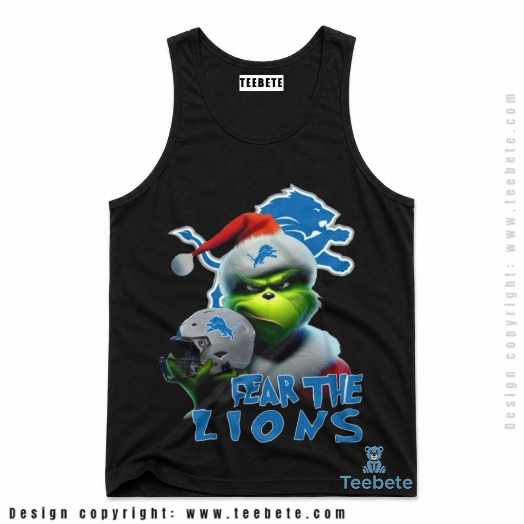 Detroit Lions Grinch Fear The Helmet Tanktop Detroit Lions Grinch Fear The Helmet Tanktop