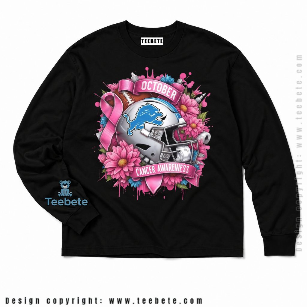 Detroit Lions October Cancer Awareness Long Sleeve Detroit Lions October Cancer Awareness Long Sleeve