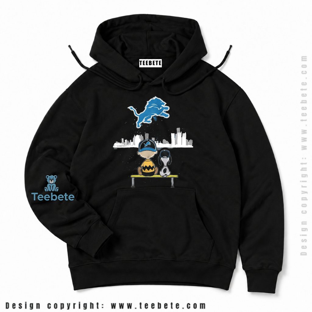 Detroit Lions Peanuts Skyline Night Hoodie Detroit Lions Peanuts Skyline Night Hoodie