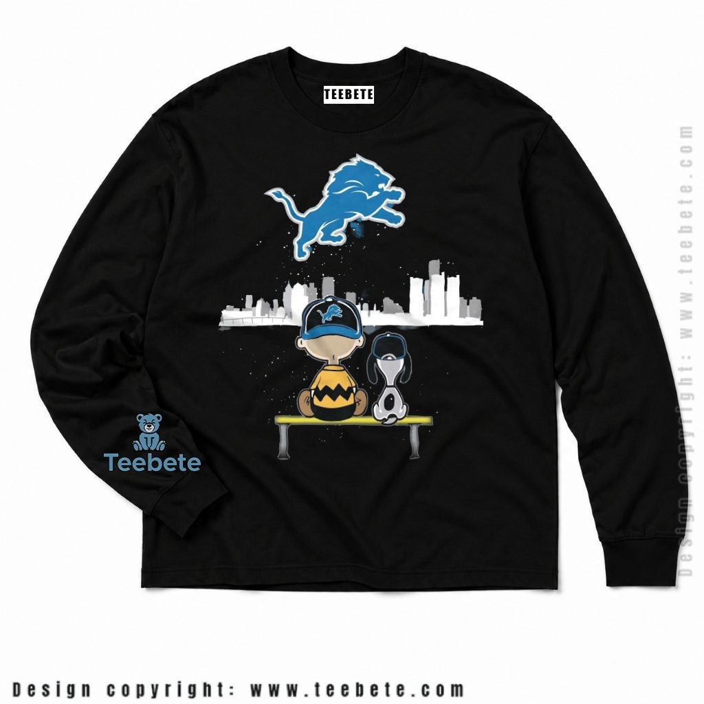 Detroit Lions Peanuts Skyline Night Long Sleeve Detroit Lions Peanuts Skyline Night Long Sleeve