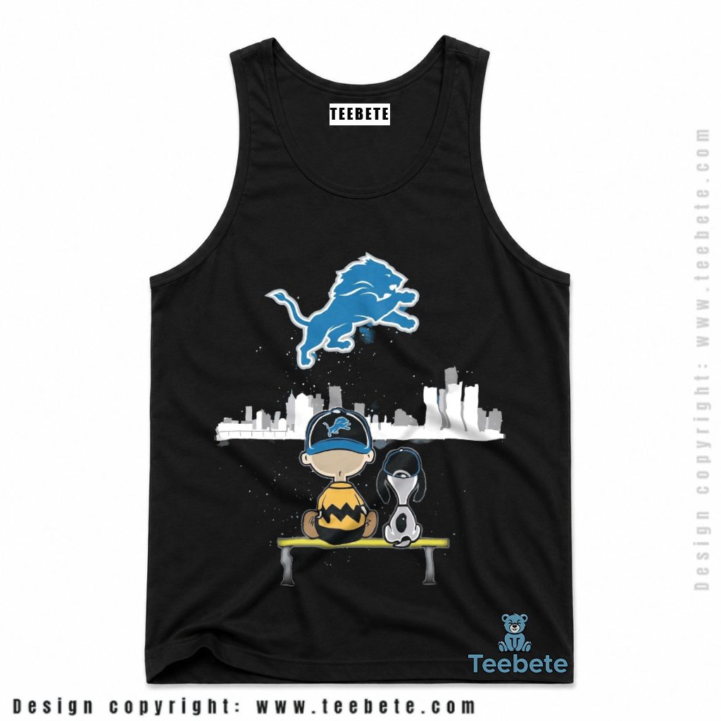 Detroit Lions Peanuts Skyline Night Tanktop Detroit Lions Peanuts Skyline Night Tanktop