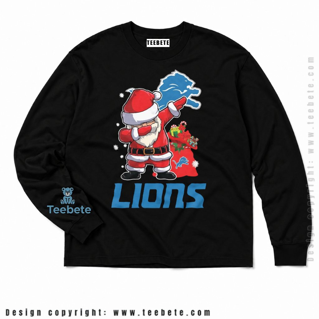 Detroit Lions Santa Dabbing Christmas Long Sleeve Detroit Lions Santa Dabbing Christmas Long Sleeve