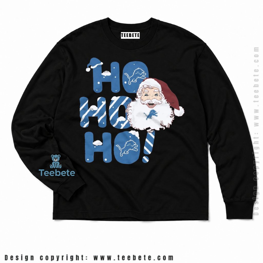 Detroit Lions Santa Ho Ho Ho Long Sleeve Detroit Lions Santa Ho Ho Ho Long Sleeve