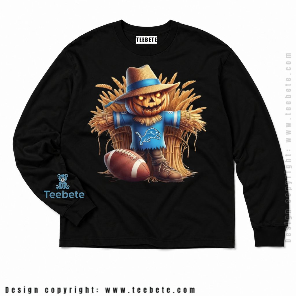 Detroit Lions Scarecrow Pumpkin Halloween Long Sleeve Detroit Lions Scarecrow Pumpkin Halloween Long Sleeve
