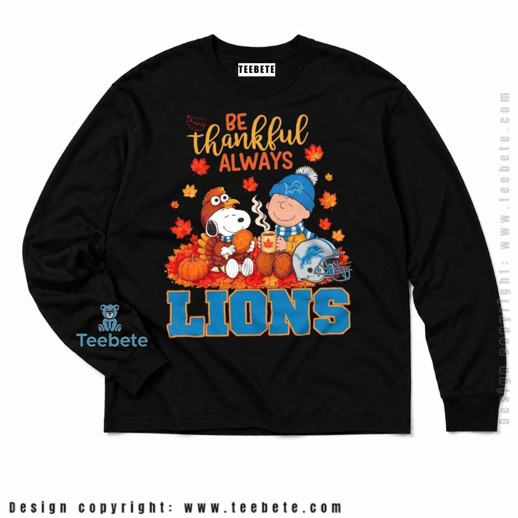 Detroit Lions Snoopy Thankful Thanksgiving Long Sleeve Detroit Lions Snoopy Thankful Thanksgiving Long Sleeve