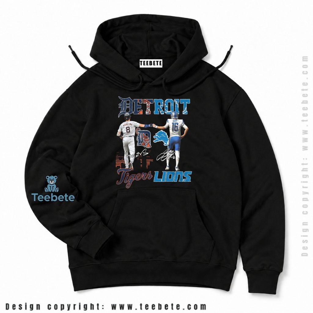 Detroit Lions Tigers Vierling And Goff Hoodie Detroit Lions Tigers Vierling And Goff Hoodie