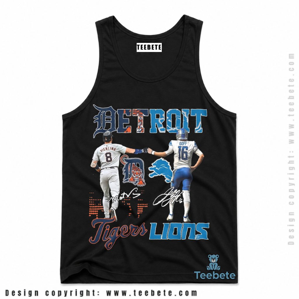 Detroit Lions Tigers Vierling And Goff Tanktop Detroit Lions Tigers Vierling And Goff Tanktop
