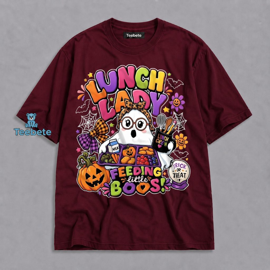 Halloween Lunch Lady Ghost Feeding Little Boos Shirt