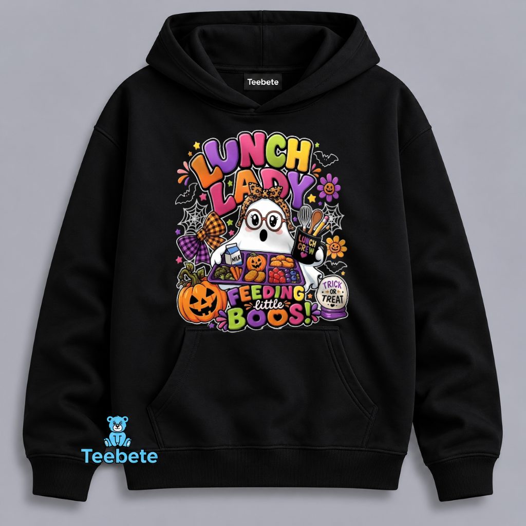 Halloween Lunch Lady Ghost Feeding Little Boos Hoodie Halloween Lunch Lady Ghost Feeding Little Boos Hoodie