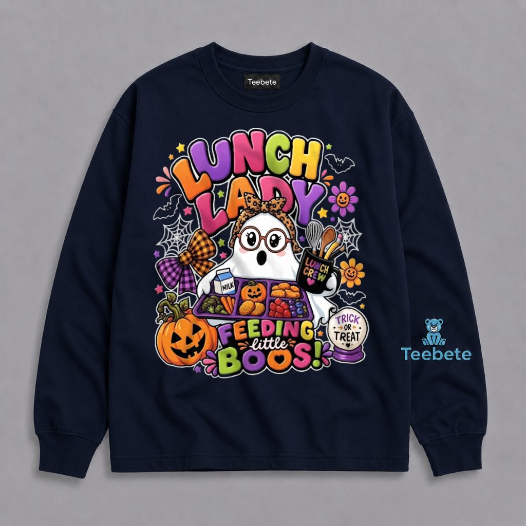 Halloween Lunch Lady Ghost Feeding Little Boos Long Sleeve Halloween Lunch Lady Ghost Feeding Little Boos Long Sleeve