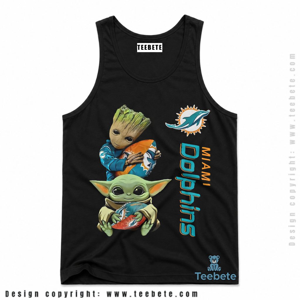 Miami Dolphins Baby Groot And Yoda Tanktop Miami Dolphins Baby Groot And Yoda Tanktop