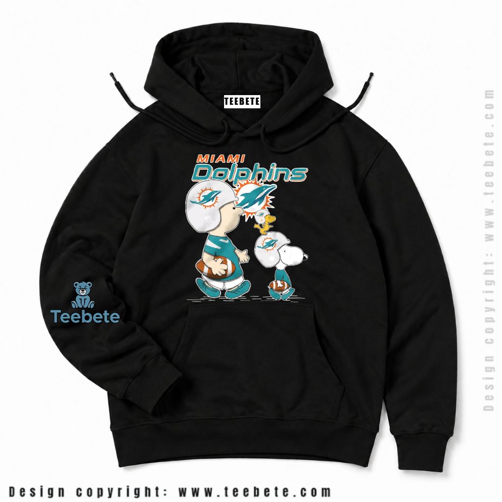 Miami Dolphins Charlie Brown And Snoopy Hoodie Miami Dolphins Charlie Brown And Snoopy Hoodie