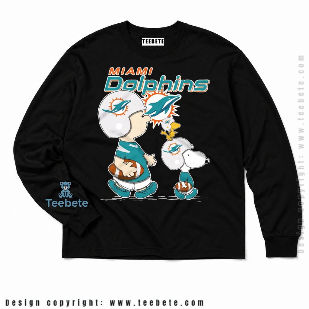 Miami Dolphins Charlie Brown And Snoopy Long Sleeve Miami Dolphins Charlie Brown And Snoopy Long Sleeve
