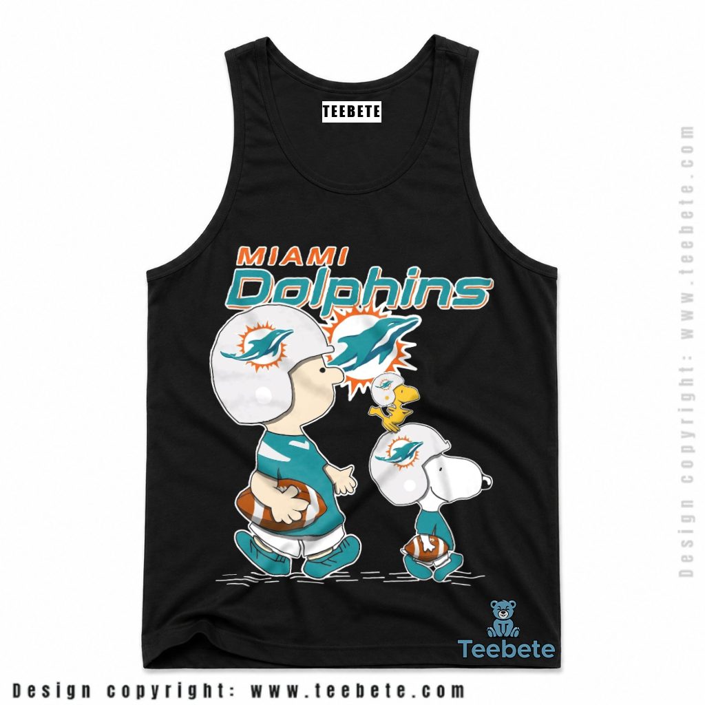 Miami Dolphins Charlie Brown And Snoopy Tanktop Miami Dolphins Charlie Brown And Snoopy Tanktop