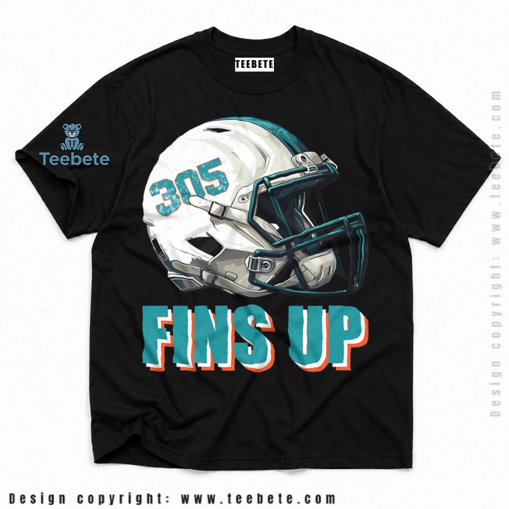 Miami Dolphins Fins Up Helmet Fan Shirt