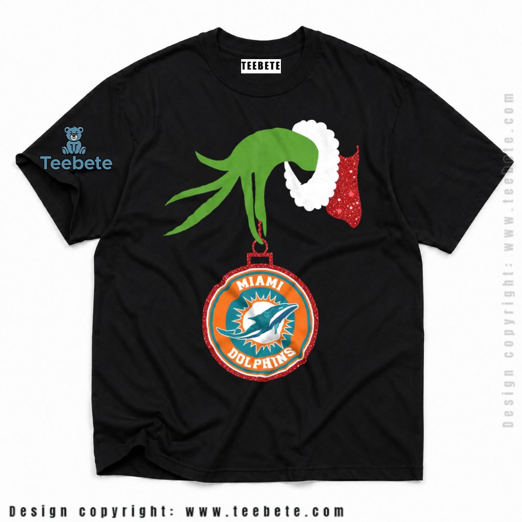 Miami Dolphins Grinch Hand Christmas Ornament Shirt