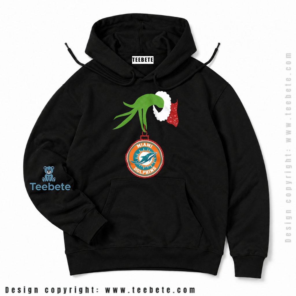Miami Dolphins Grinch Hand Christmas Ornament Hoodie Miami Dolphins Grinch Hand Christmas Ornament Hoodie
