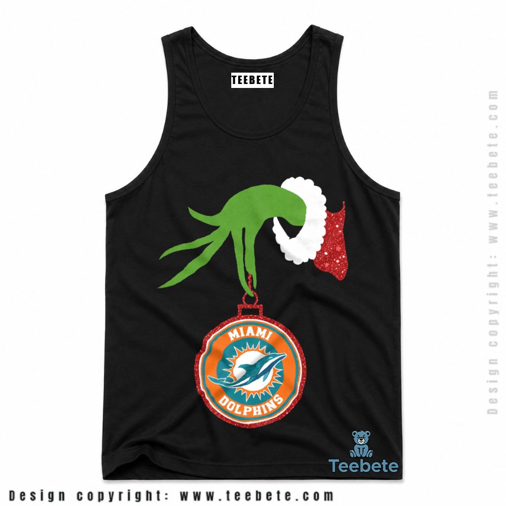 Miami Dolphins Grinch Hand Christmas Ornament Tanktop Miami Dolphins Grinch Hand Christmas Ornament Tanktop