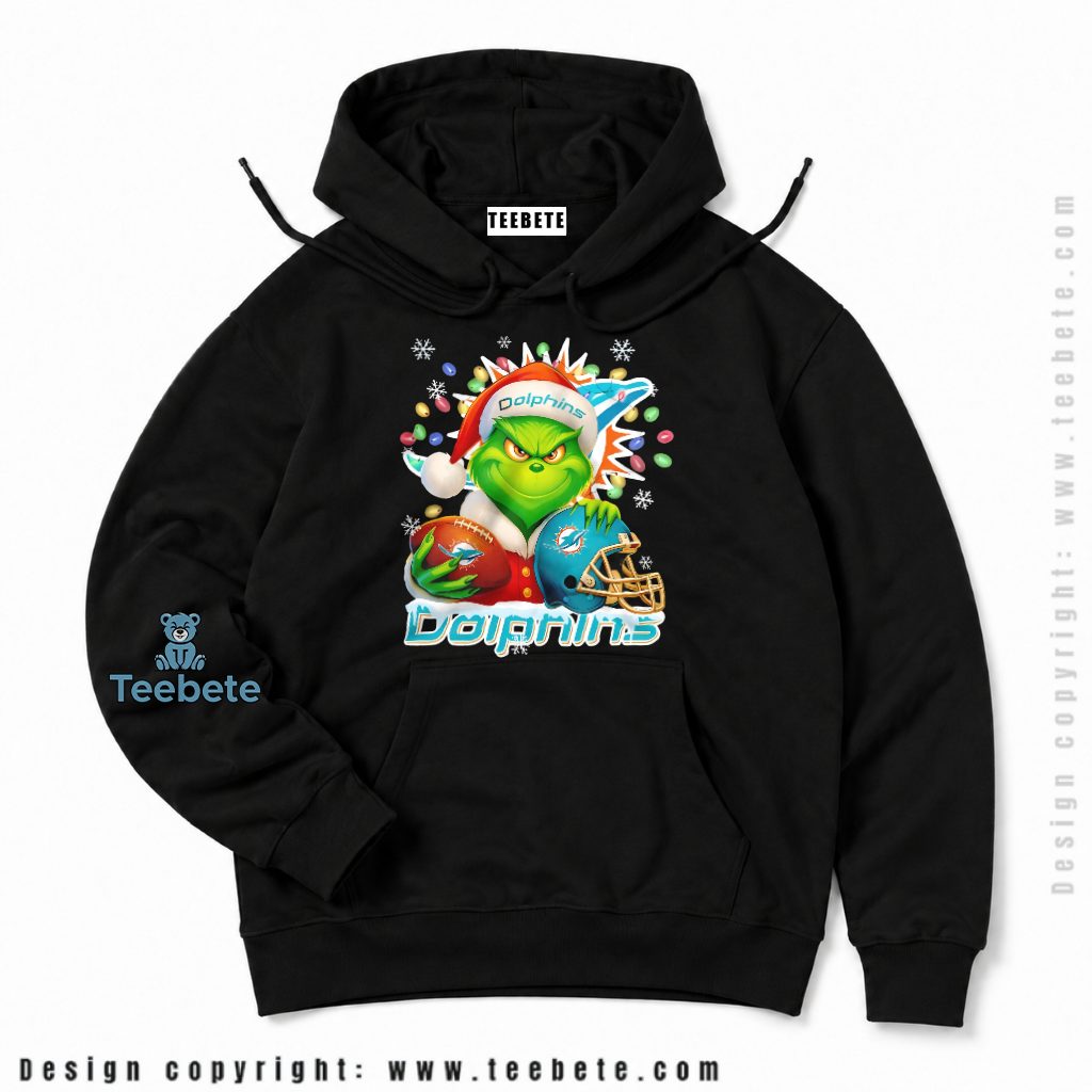 Miami Dolphins Grinch Holiday Lights Hoodie Miami Dolphins Grinch Holiday Lights Hoodie