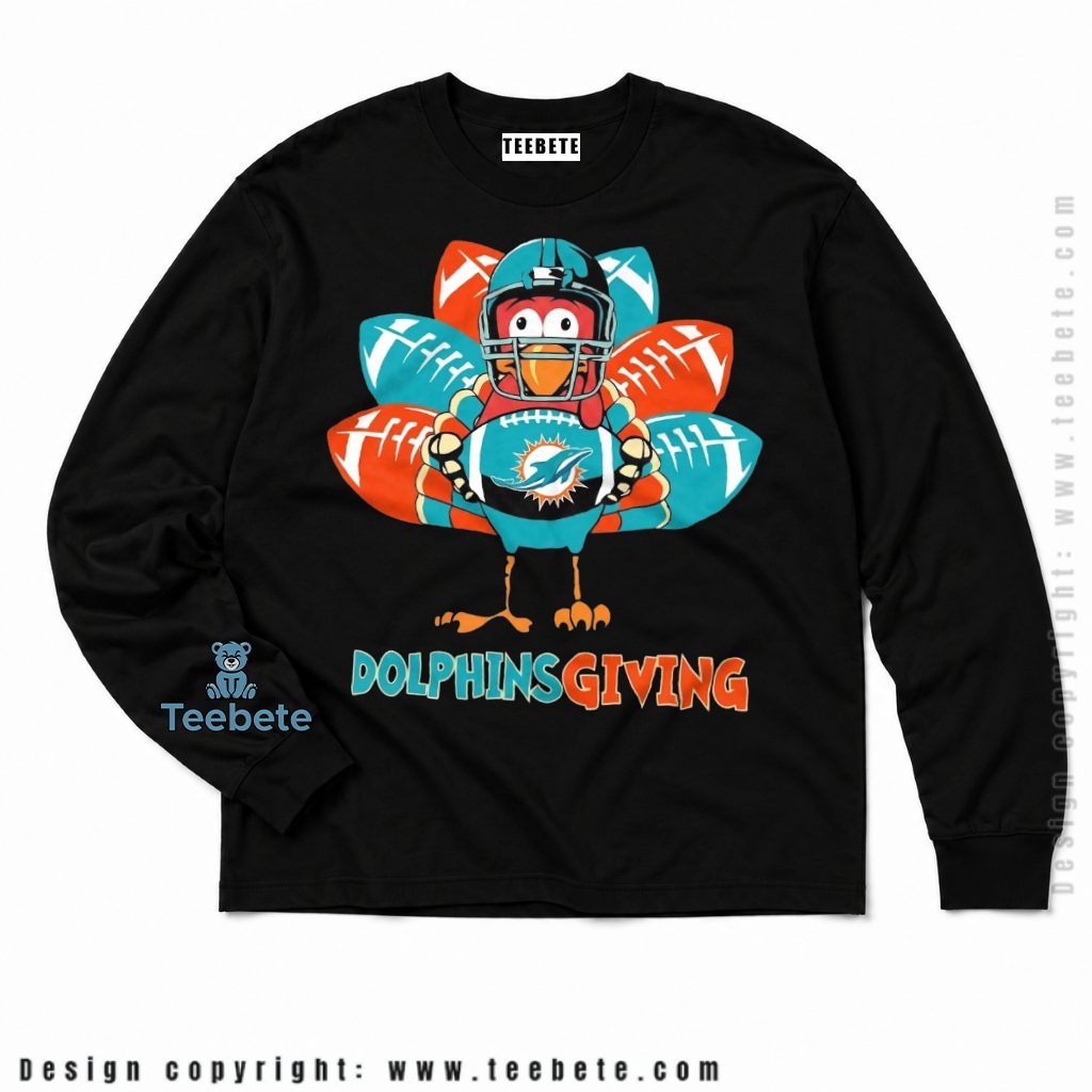 Miami Dolphins Happy Thanksgiving Turkey Long Sleeve Miami Dolphins Happy Thanksgiving Turkey Long Sleeve