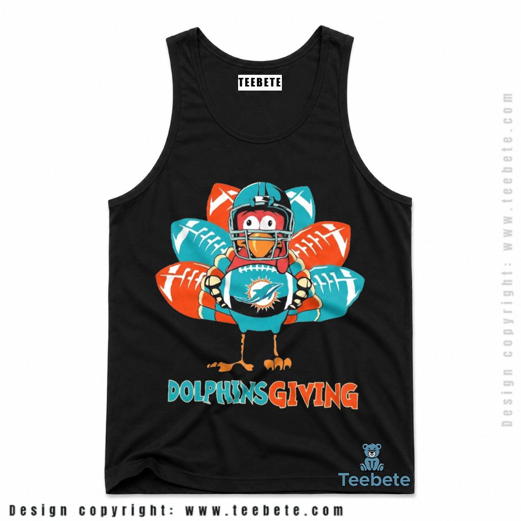 Miami Dolphins Happy Thanksgiving Turkey Tanktop Miami Dolphins Happy Thanksgiving Turkey Tanktop