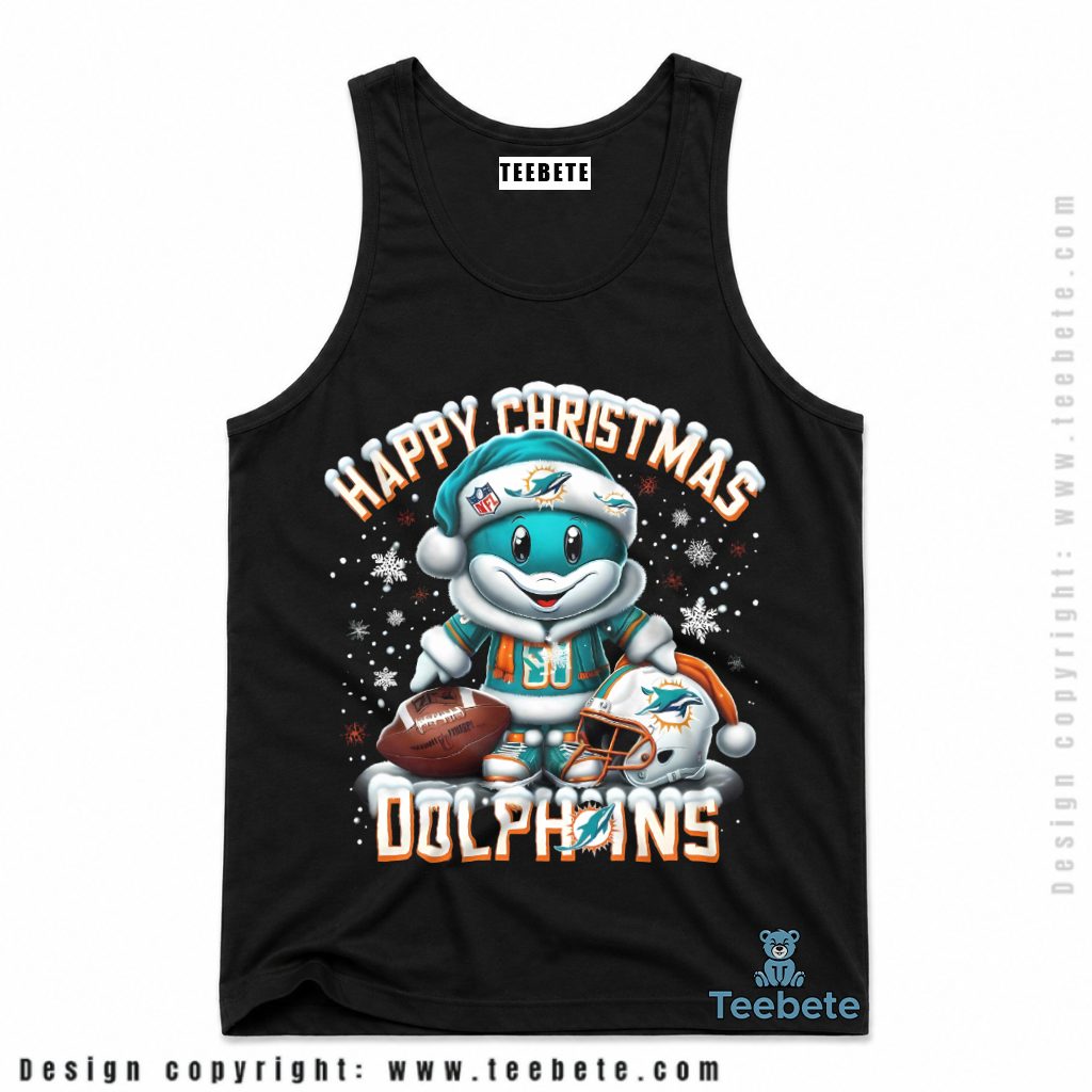 Miami Dolphins Mascot Merry Christmas Tanktop Miami Dolphins Mascot Merry Christmas Tanktop
