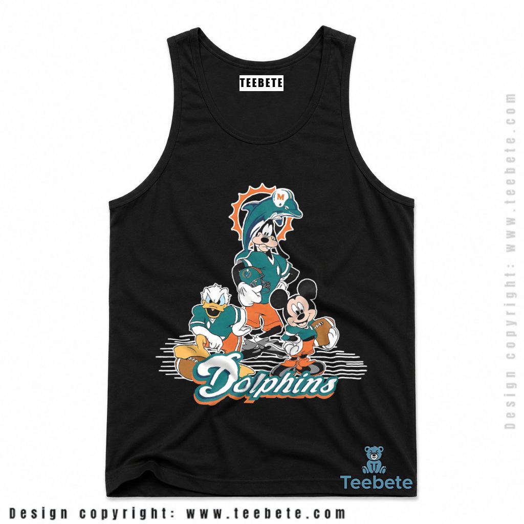 Miami Dolphins Mickey Goofy And Donald Tanktop Miami Dolphins Mickey Goofy And Donald Tanktop