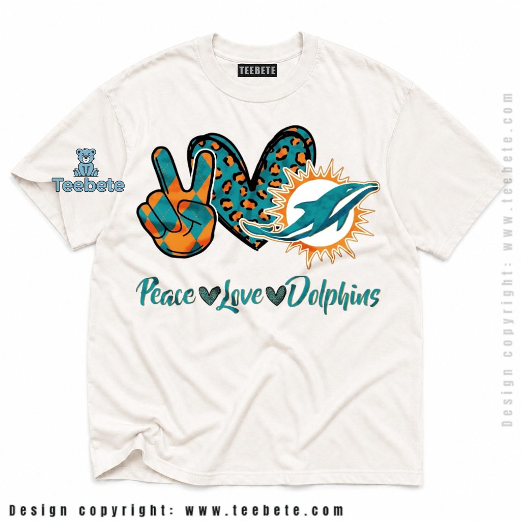 Miami Dolphins Peace Love Leopard Print Shirt