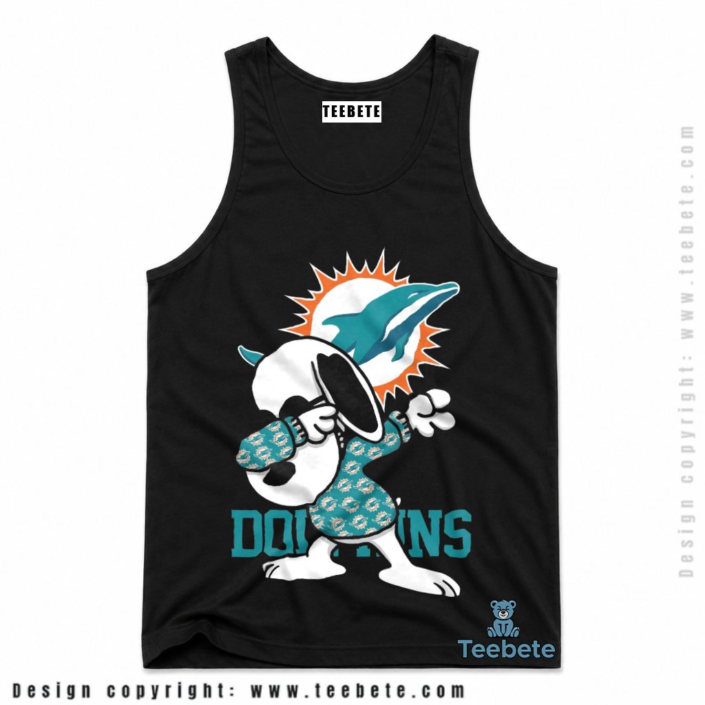 Miami Dolphins Snoopy Dab Dance Fan Tanktop Miami Dolphins Snoopy Dab Dance Fan Tanktop