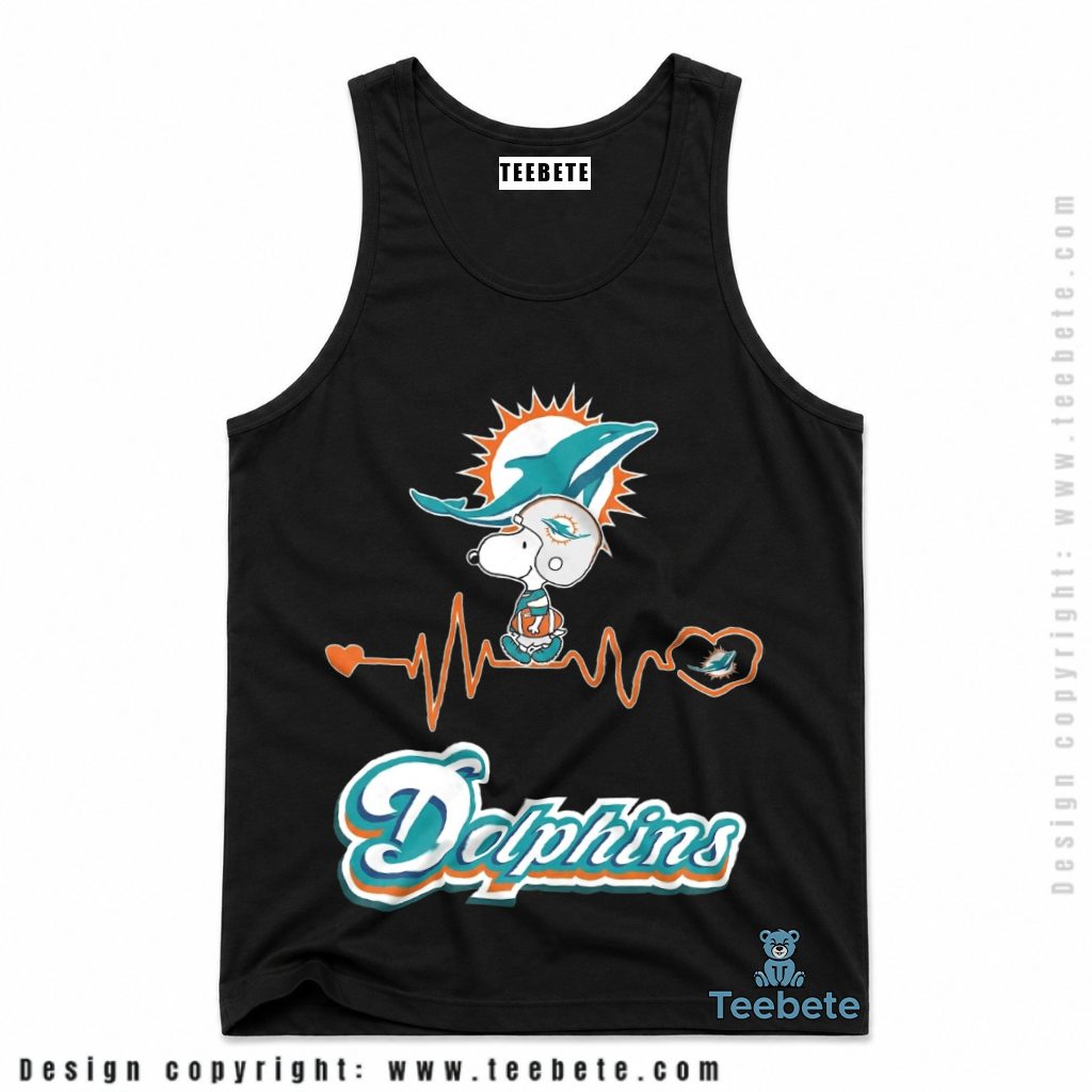 Miami Dolphins Snoopy Heartbeat Fan Tanktop Miami Dolphins Snoopy Heartbeat Fan Tanktop