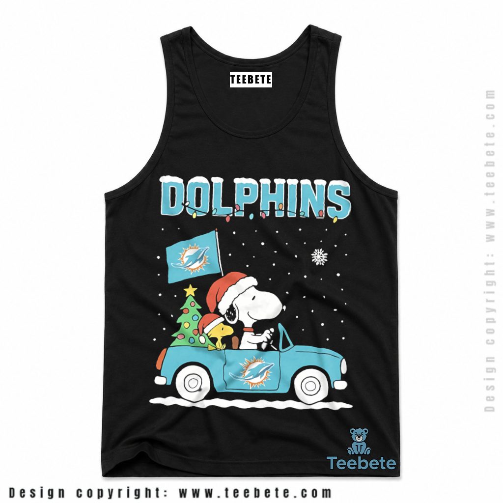 Miami Dolphins Snoopy Merry Christmas Tanktop Miami Dolphins Snoopy Merry Christmas Tanktop