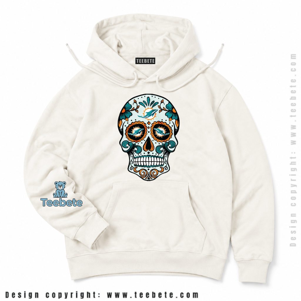 Miami Dolphins Sugar Skull Day Of The Dead Hoodie Miami Dolphins Sugar Skull Day Of The Dead Hoodie