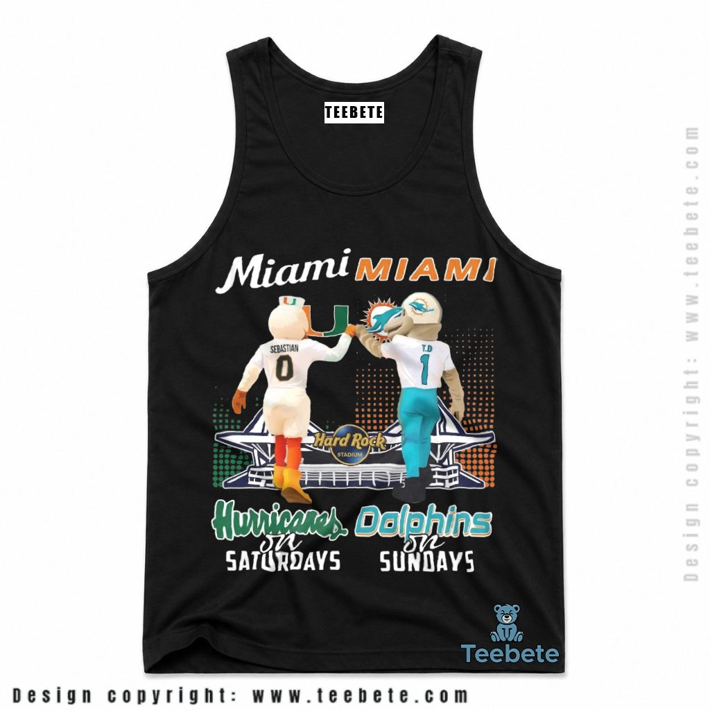 Miami Hurricanes Saturdays Dolphins Sundays Tanktop Miami Hurricanes Saturdays Dolphins Sundays Tanktop