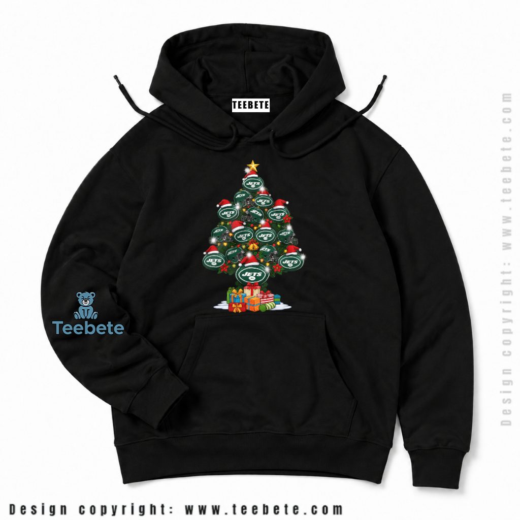 New York Jets Christmas Tree Helmet Logo Hoodie New York Jets Christmas Tree Helmet Logo Hoodie