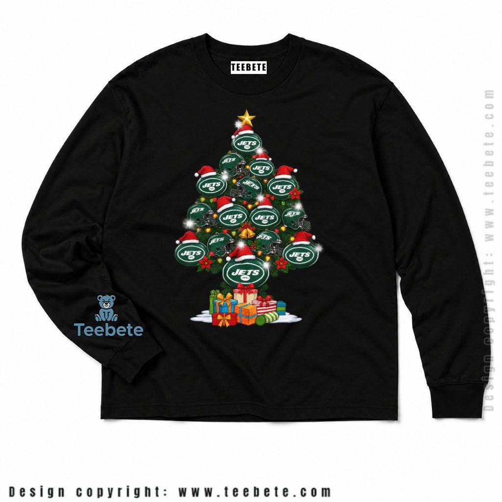 New York Jets Christmas Tree Helmet Logo Long Sleeve New York Jets Christmas Tree Helmet Logo Long Sleeve