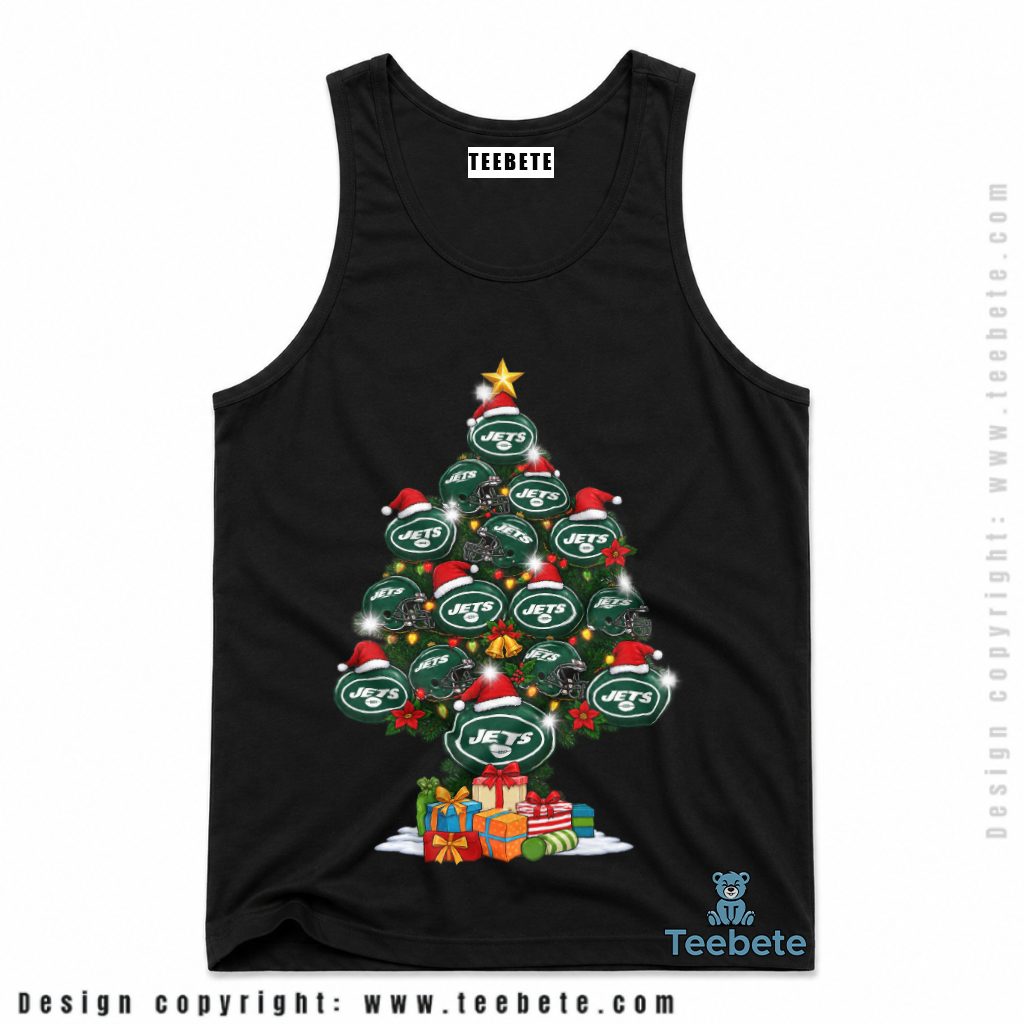 New York Jets Christmas Tree Helmet Logo Tanktop New York Jets Christmas Tree Helmet Logo Tanktop