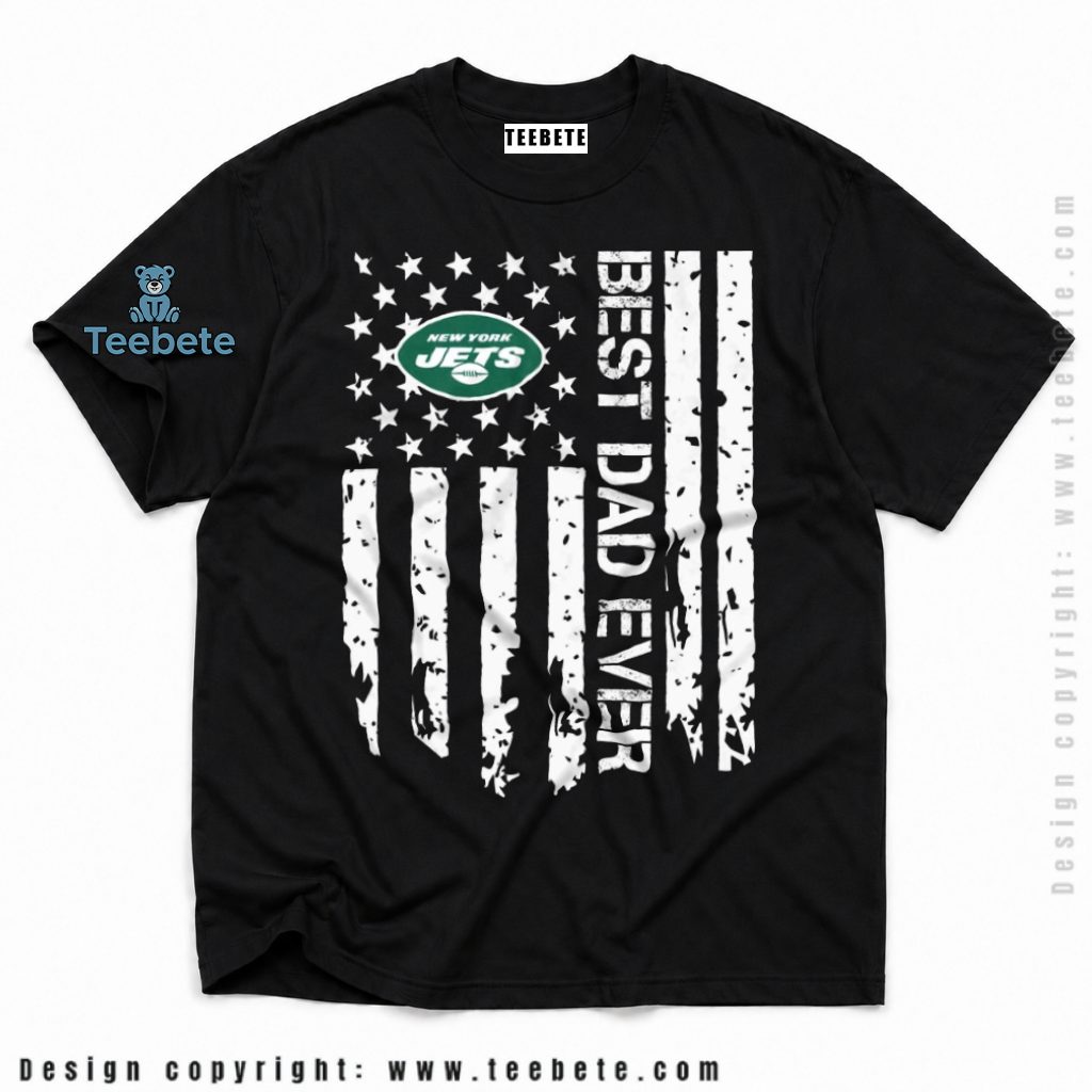 New York Jets Dad Distressed American Flag Shirt
